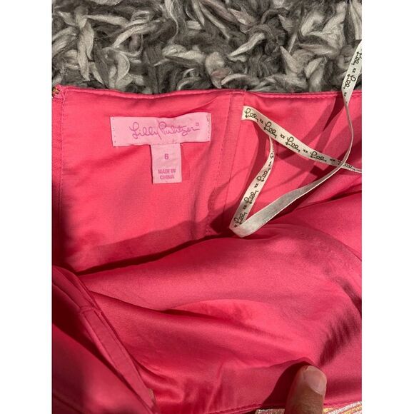 Lilly Pulitzer Strapless Pink and Gold Dress size 6 - Picture 7 of 7